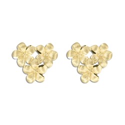 Elegant Hawaiian 14 karat Yellow Gold 8mm Plumeria Blossoms Pierced Earrings