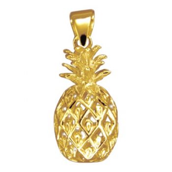 Elegant Hawaiian 14 karat Yellow Gold Cut-In Hawaiian Pineapple Pendant