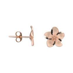 14 karat Hawaiian Rose Gold 12mm Plumeria Pierced Earrings