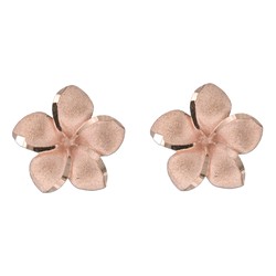 14 karat Hawaiian Rose Gold 15mm Plumeria Pierced Earrings