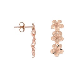 14 karat Hawaiian Rose Gold Triple Plumeria Earrings