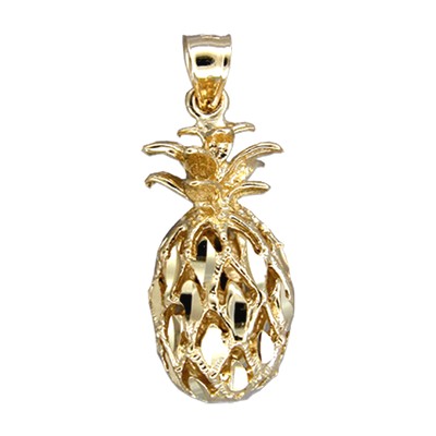 Elegant Hawaiian 14 karat Gold Hawaiian Pineapple Pendant (L)