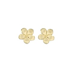 Elegant Hawaiian 14 karat Yellow Gold 10mm Plumeria Pierced Earrings