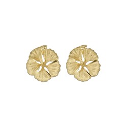 Elegant Hawaiian 14 karat Yellow Gold 12mm Hawaiian Hibiscus Pieced Earrings