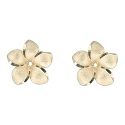 Elegant Hawaiian 14 karat Yellow Gold 15mm Plumeria Earrings Jacket