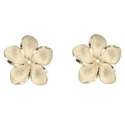 Elegant Hawaiian 14 karat Yellow Gold 18mm Plumeria Earrings Jacket
