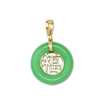 Elegant Hawaiian 14k Yellow Gold | Elegant Hawaiian 14k Yellow Gold Chinese Good Fortune Green Jade Pendant