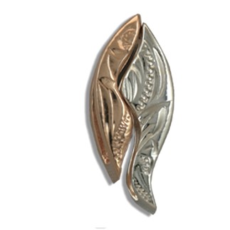 Elegant Hawaiian Sterling Silver | Fine Engraved Elegant Hawaiian Sterling Silver Rose Gold Coated Hawaiian Scroll w/ Wave Pendant