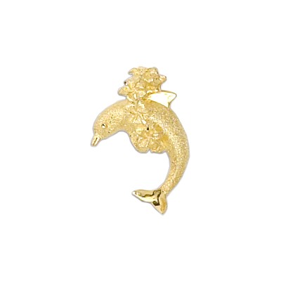 14kt Yellow Gold Jumping Dolphin with Leis Slide Pendant – Elegant 